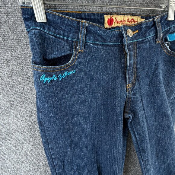 VTG APPLE BOTTOMS BLUE JEANS Women Size 7/8 Cotton Denim Stretch Embroidered - Picture 2 of 16